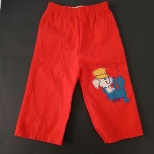 Vintage, Corduroy Red Baby Pull Up Pants Mouse in a Train Size 24 months.